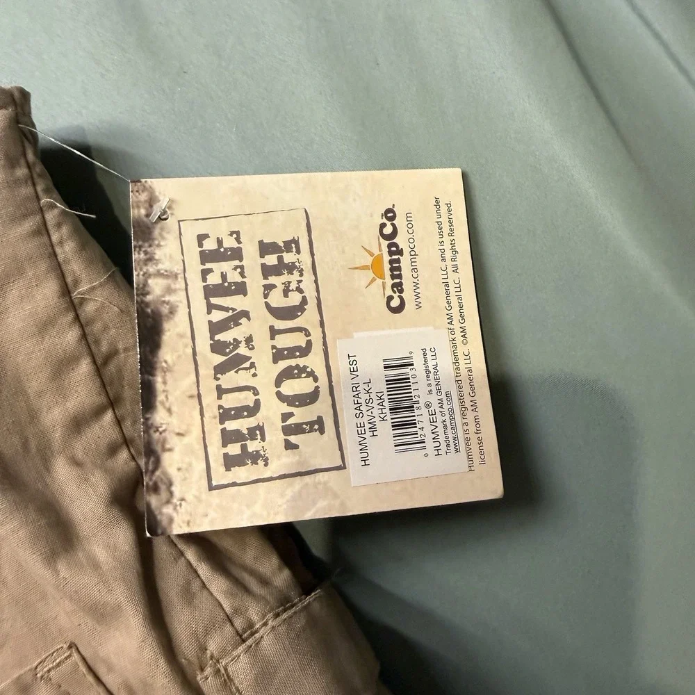 Humvee Safari Photo Fishing Hunting Khaki Tan Mens L Vest 21 Pockets NWT